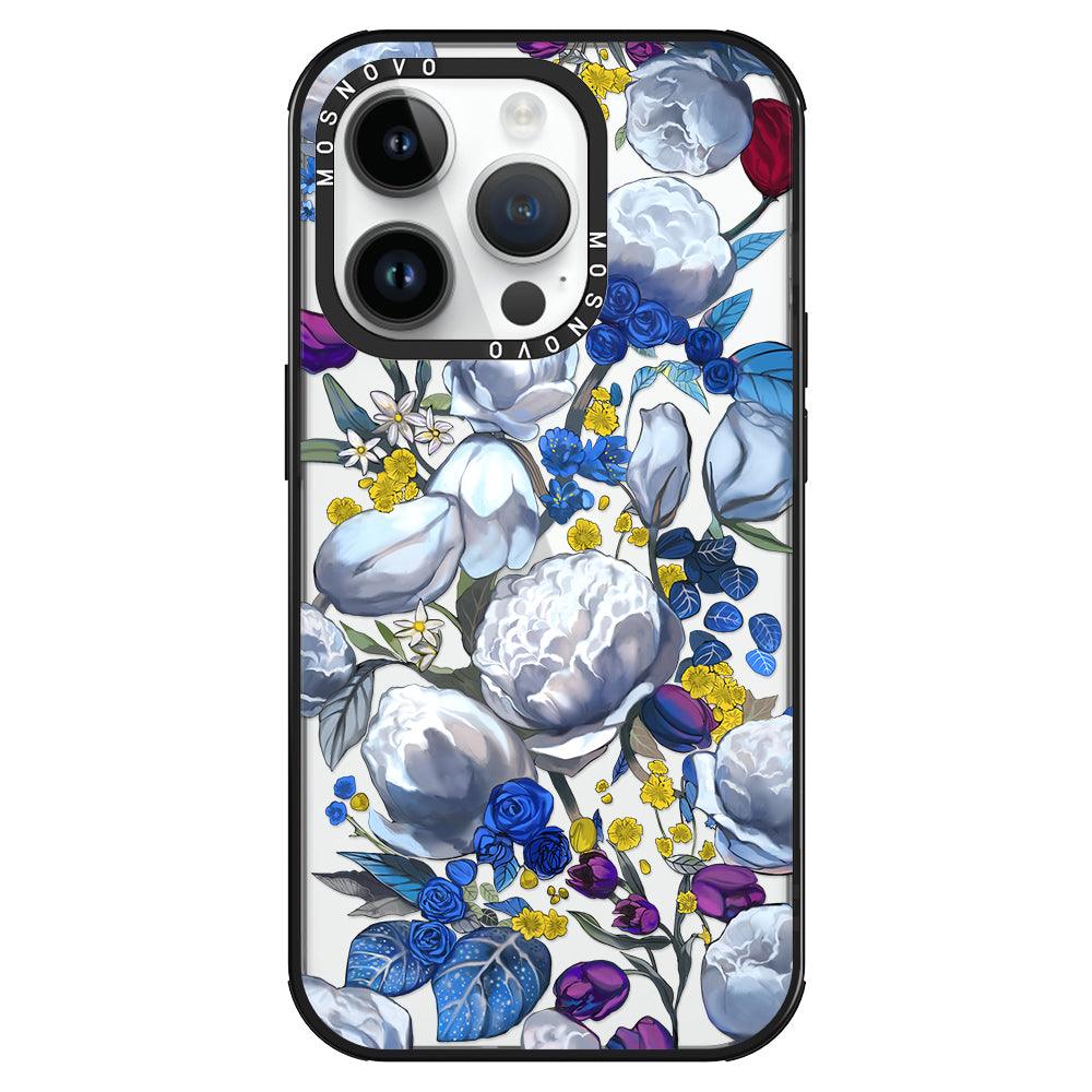 Purple Blue Floral Phone Case - iPhone 14 Pro Case - MOSNOVO