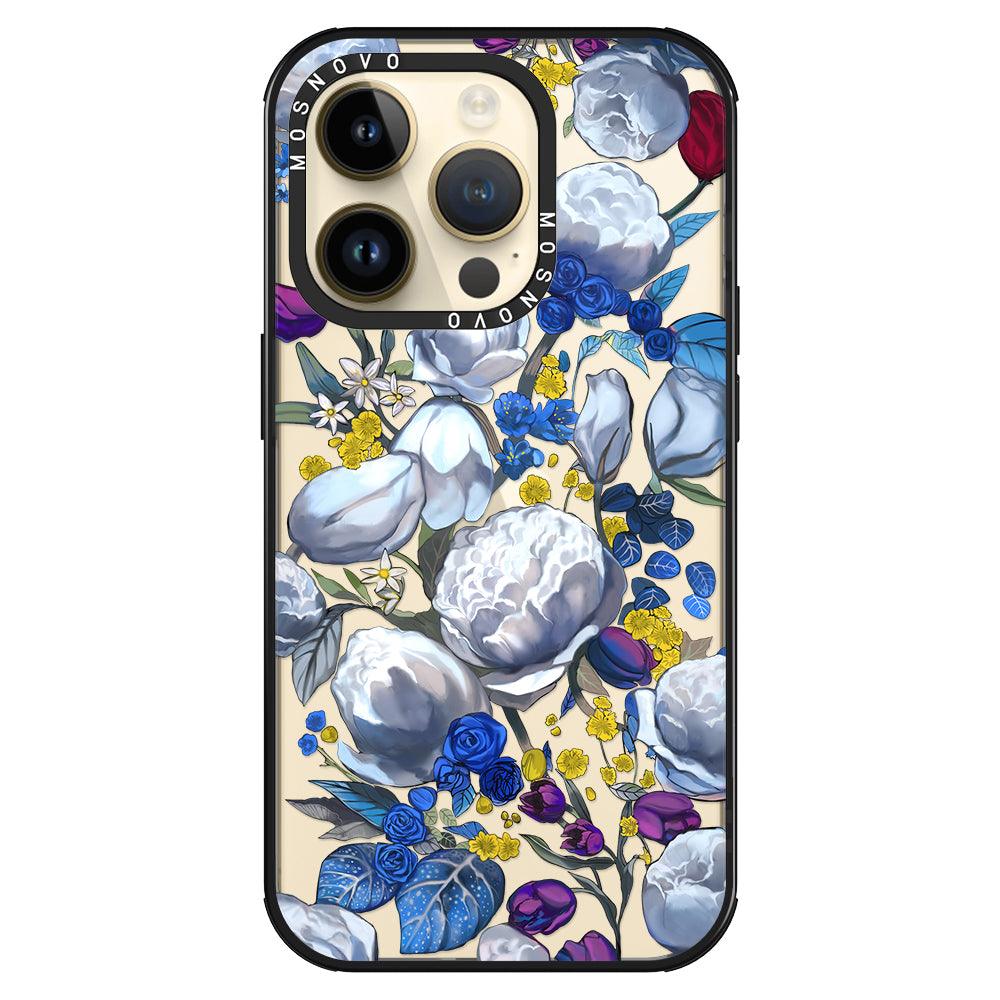 Purple Blue Floral Phone Case - iPhone 14 Pro Case - MOSNOVO