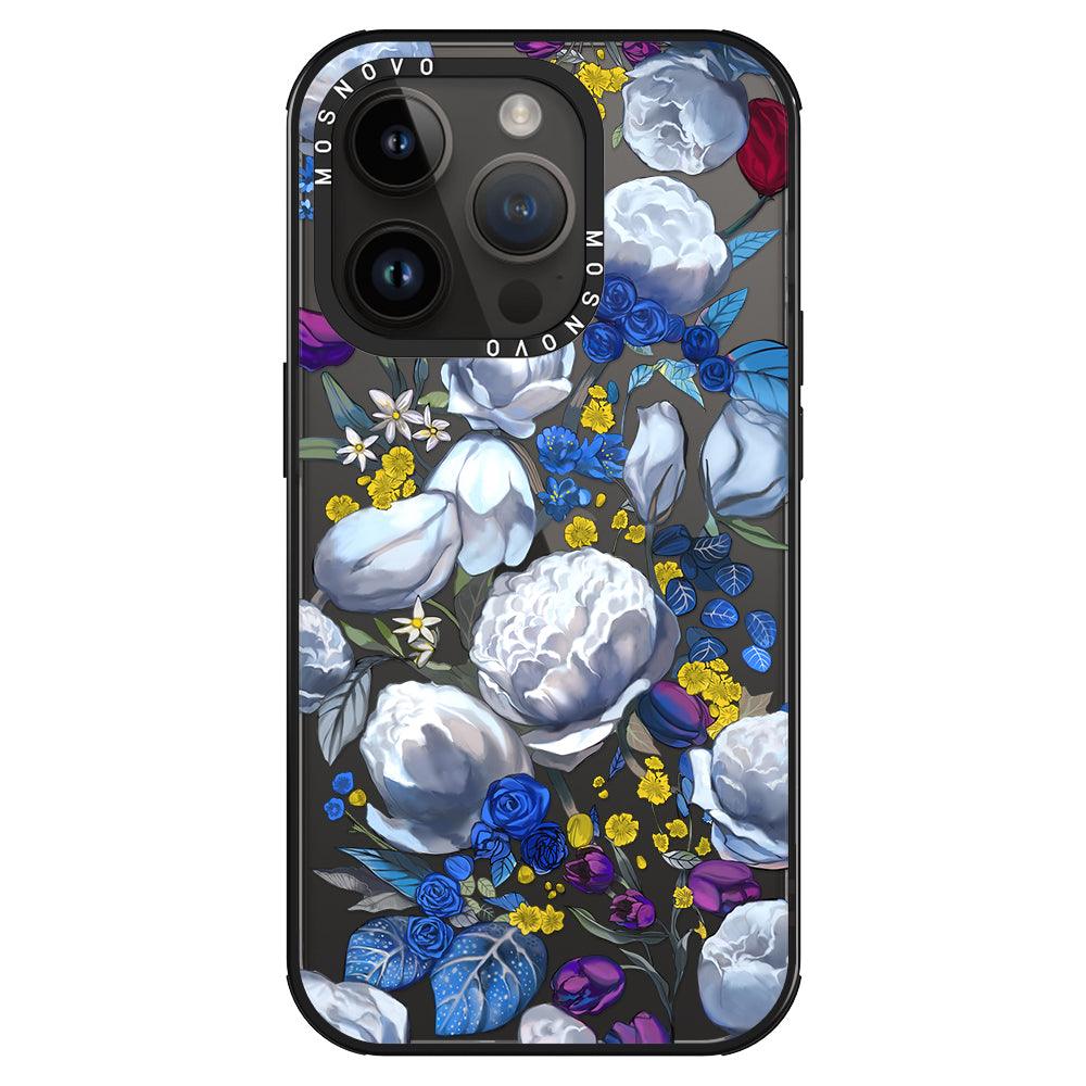 Purple Blue Floral Phone Case - iPhone 14 Pro Case - MOSNOVO