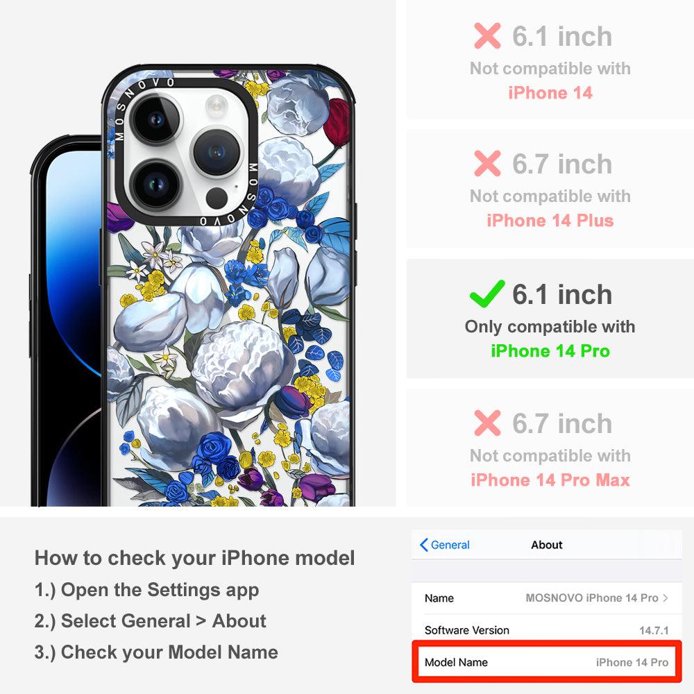 Purple Blue Floral Phone Case - iPhone 14 Pro Case - MOSNOVO