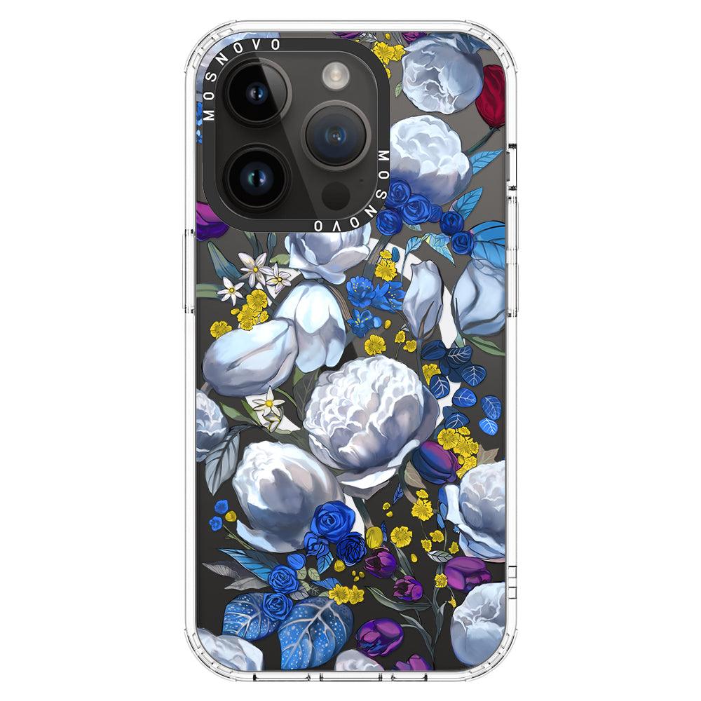 Purple Blue Floral Phone Case - iPhone 14 Pro Case - MOSNOVO