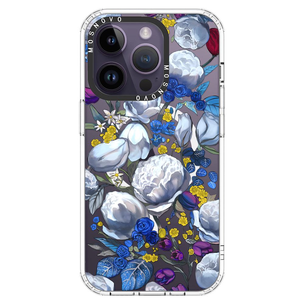 Purple Blue Floral Phone Case - iPhone 14 Pro Case - MOSNOVO