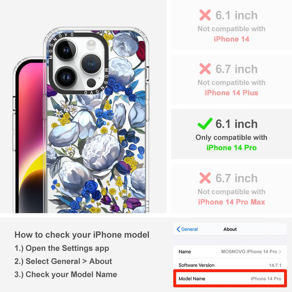 Purple Blue Floral Phone Case - iPhone 14 Pro Case - MOSNOVO