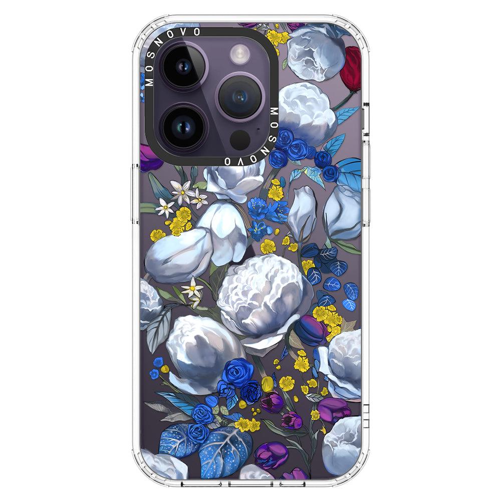 Purple Blue Floral Phone Case - iPhone 14 Pro Case - MOSNOVO