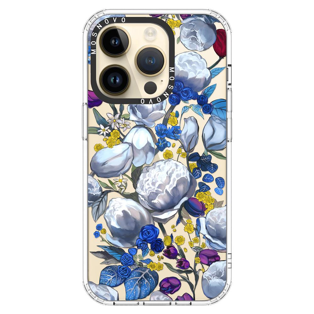 Purple Blue Floral Phone Case - iPhone 14 Pro Case - MOSNOVO