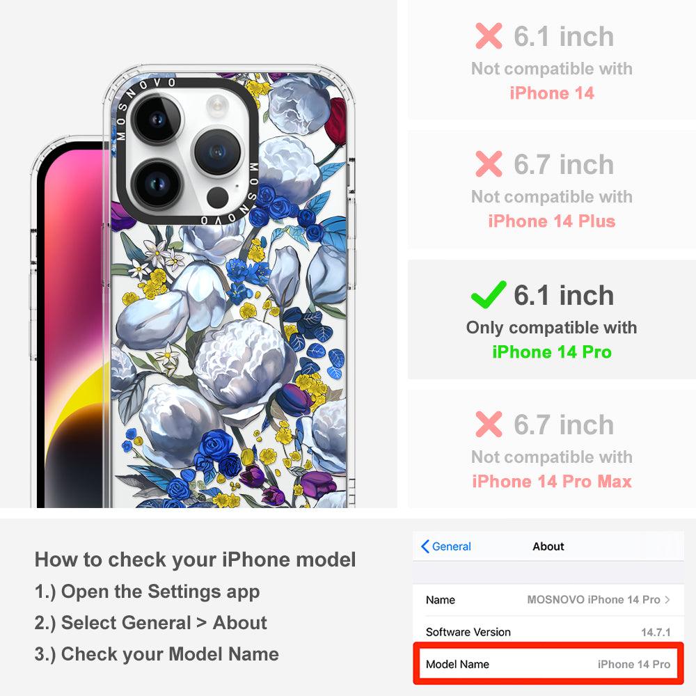Purple Blue Floral Phone Case - iPhone 14 Pro Case - MOSNOVO