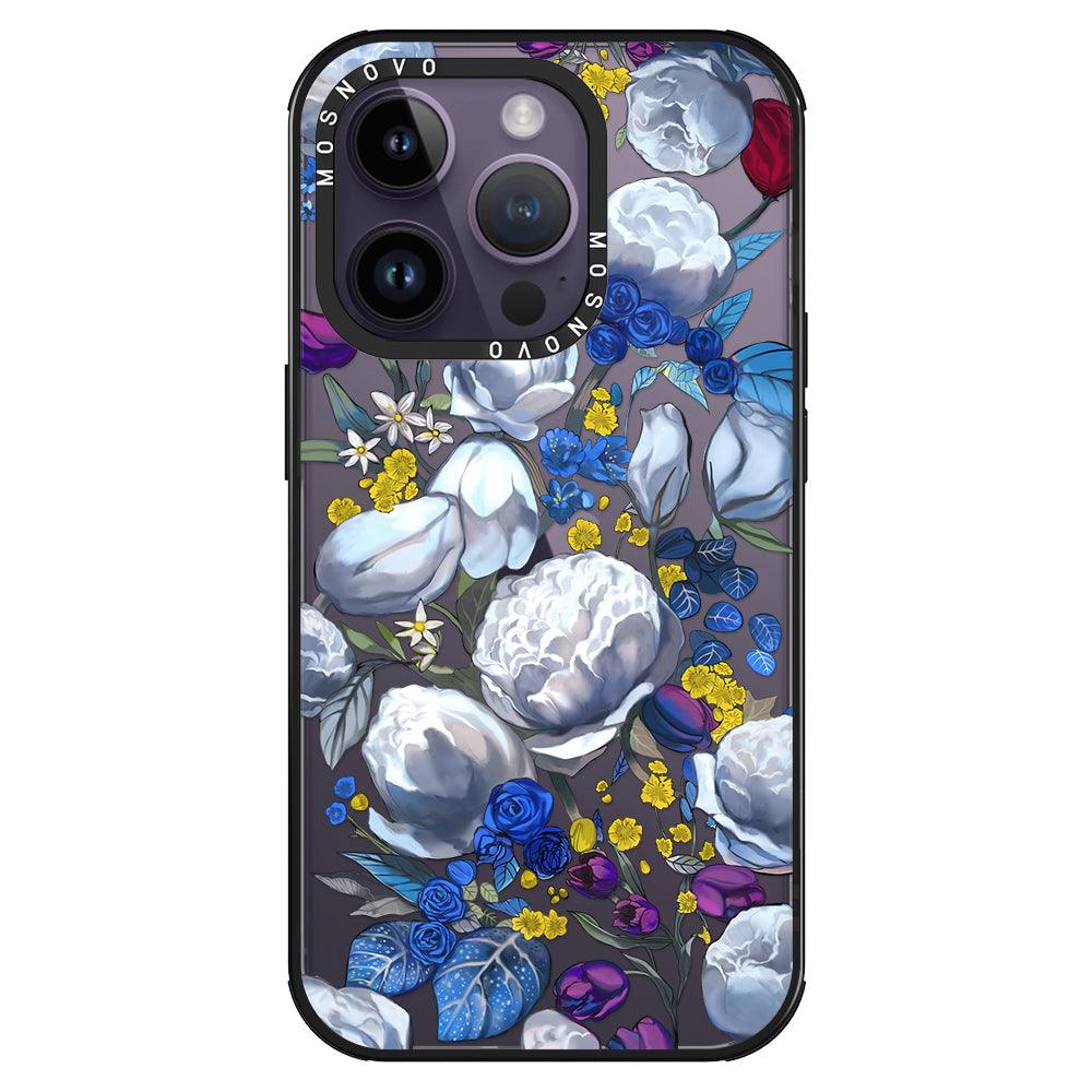 Purple Blue Floral Phone Case - iPhone 14 Pro Case - MOSNOVO