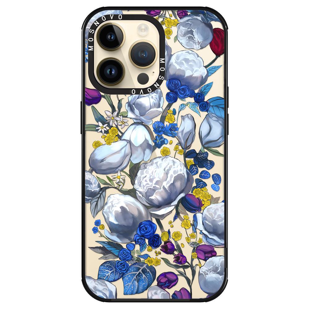 Purple Blue Floral Phone Case - iPhone 14 Pro Max Case - MOSNOVO