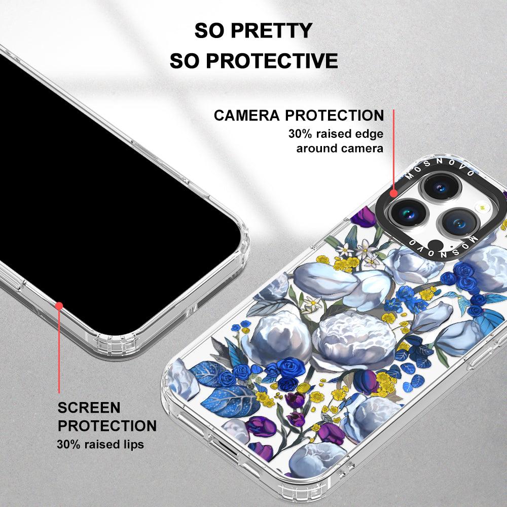Purple Blue Floral Phone Case - iPhone 14 Pro Max Case - MOSNOVO