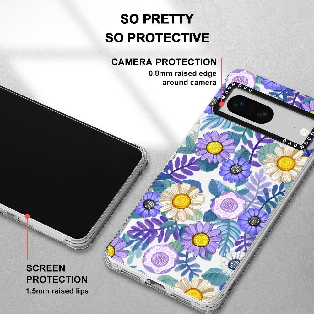 Purple Floral Phone Case - Google Pixel 7 Case - MOSNOVO