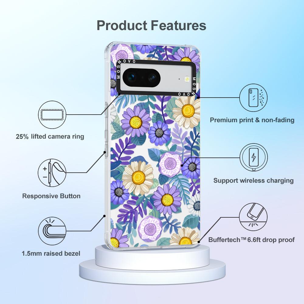 Purple Floral Phone Case - Google Pixel 7 Case - MOSNOVO