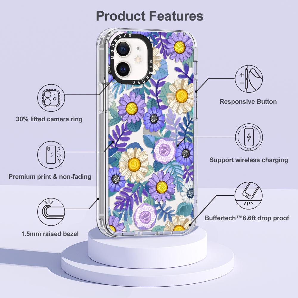 Purple Floral Phone Case - iPhone 12 Case - MOSNOVO