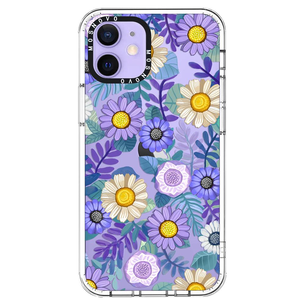 Purple Floral Phone Case - iPhone 12 Case - MOSNOVO