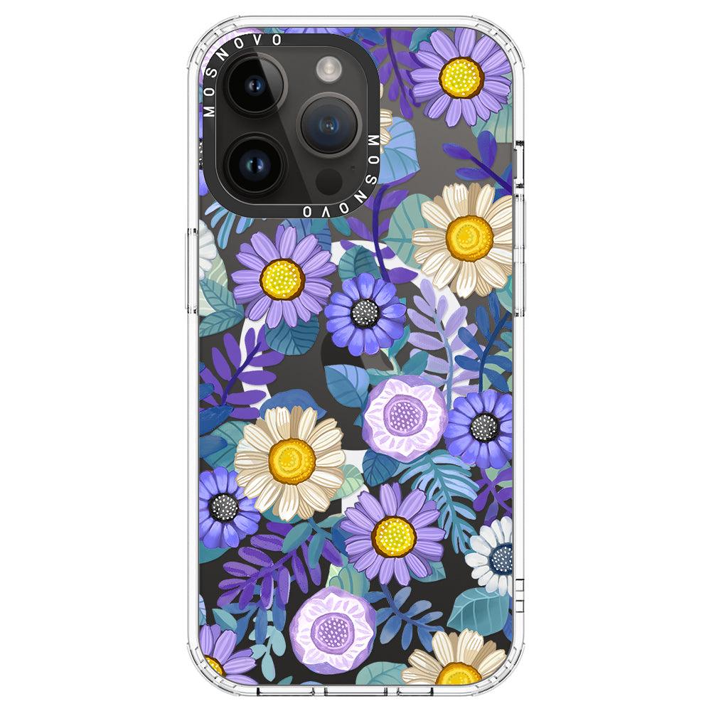 Purple Floral Phone Case - iPhone 14 Pro Max Case - MOSNOVO