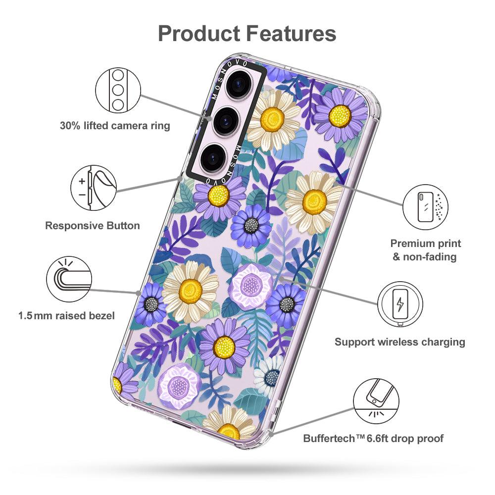 Purple Floral Phone Case - Samsung Galaxy S23 Plus Case - MOSNOVO