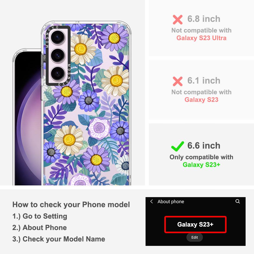 Purple Floral Phone Case - Samsung Galaxy S23 Plus Case - MOSNOVO