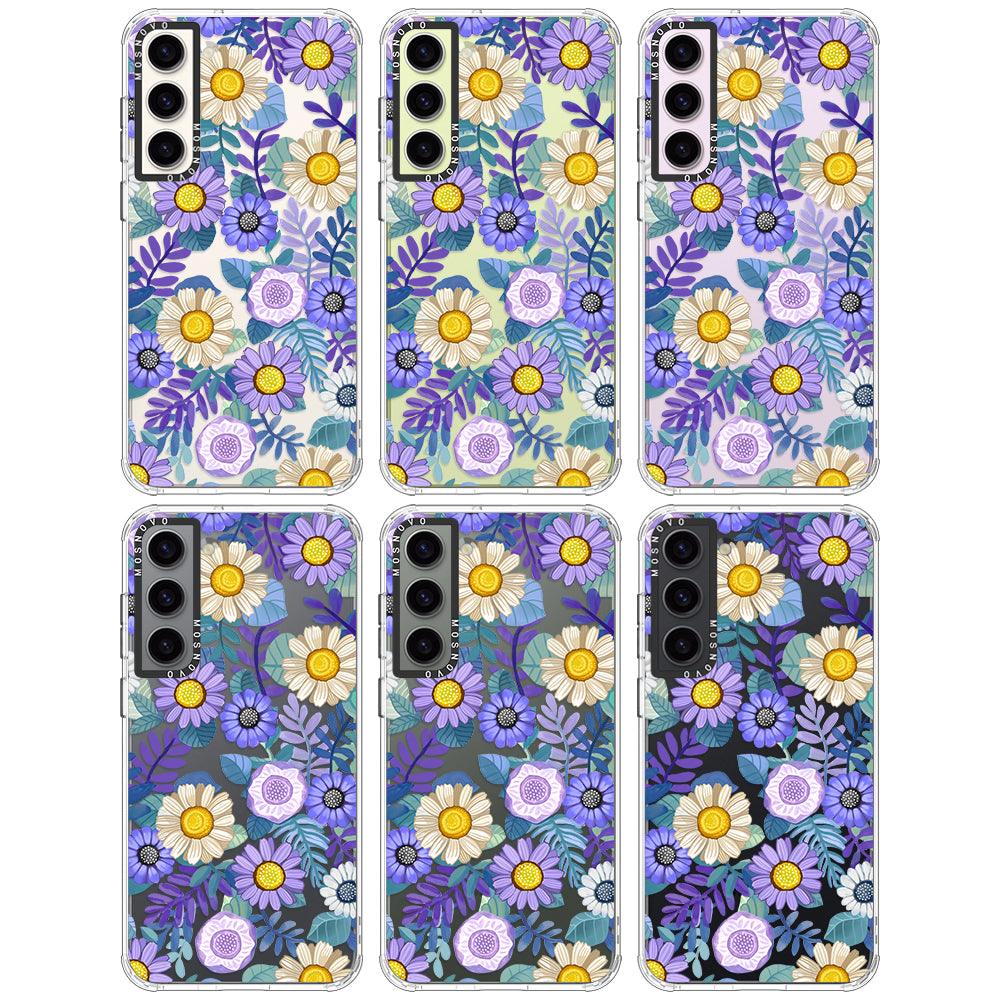 Purple Floral Phone Case - Samsung Galaxy S23 Plus Case - MOSNOVO