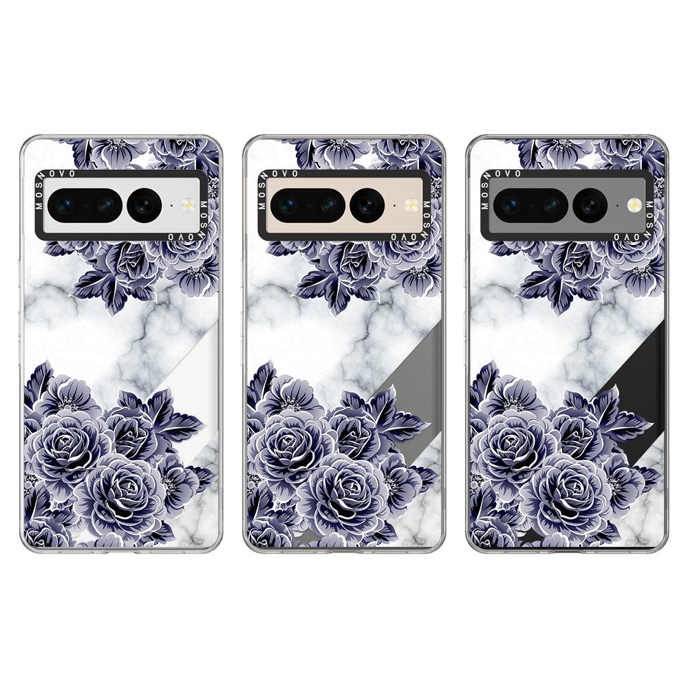 Purple Flower Marble Phone Case - Google Pixel 7 Pro Case - MOSNOVO