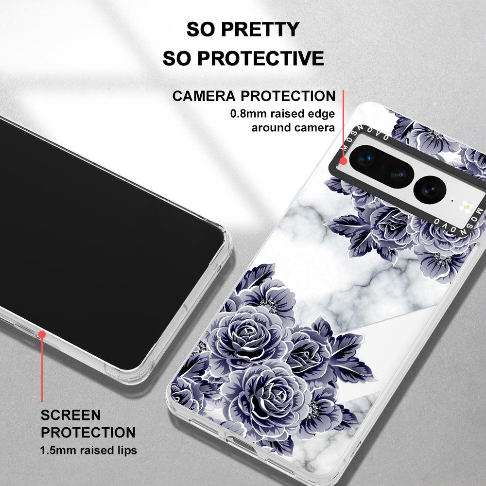 Purple Flower Marble Phone Case - Google Pixel 7 Pro Case - MOSNOVO