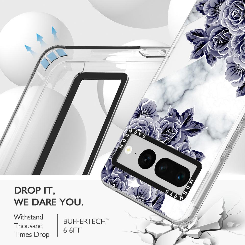 Purple Flower Marble Phone Case - Google Pixel 7 Pro Case - MOSNOVO