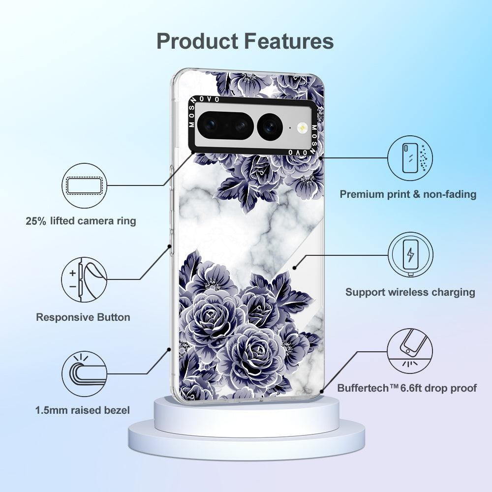 Purple Flower Marble Phone Case - Google Pixel 7 Pro Case - MOSNOVO