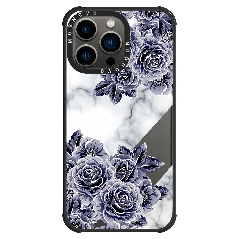 Marble with Purple Flowers Phone Case - iPhone 13 Pro Case - MOSNOVO