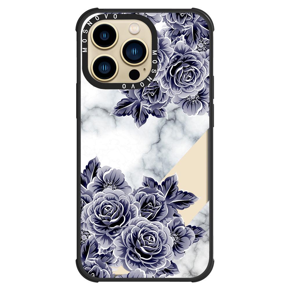 Marble with Purple Flowers Phone Case - iPhone 13 Pro Case - MOSNOVO