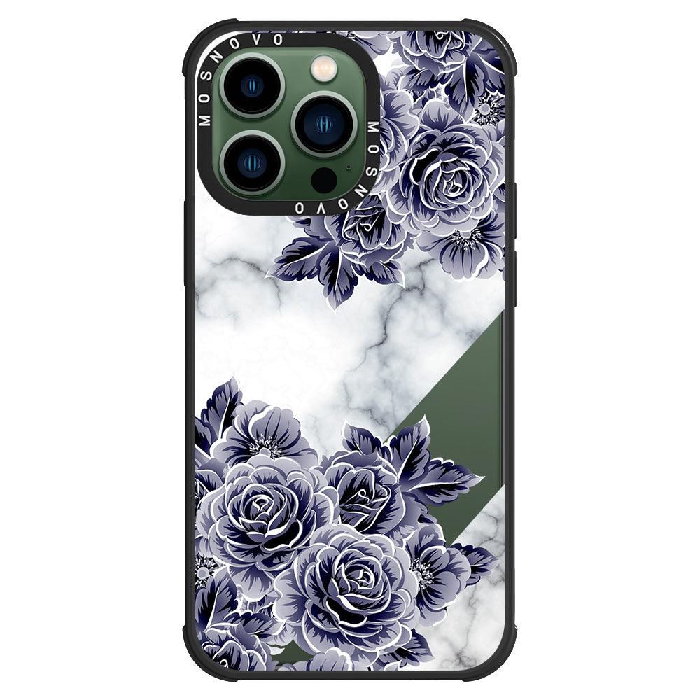 Marble with Purple Flowers Phone Case - iPhone 13 Pro Case - MOSNOVO