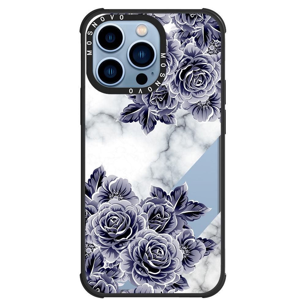 Marble with Purple Flowers Phone Case - iPhone 13 Pro Case - MOSNOVO