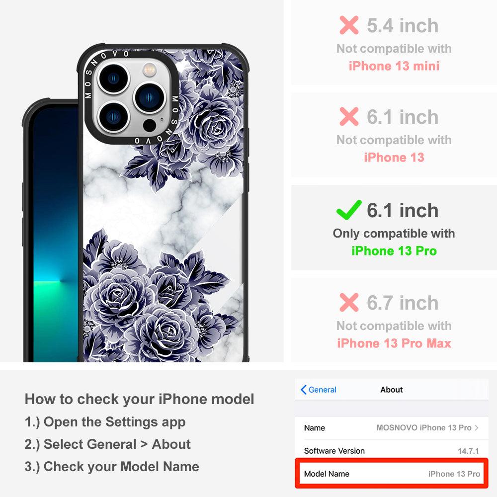 Marble with Purple Flowers Phone Case - iPhone 13 Pro Case - MOSNOVO