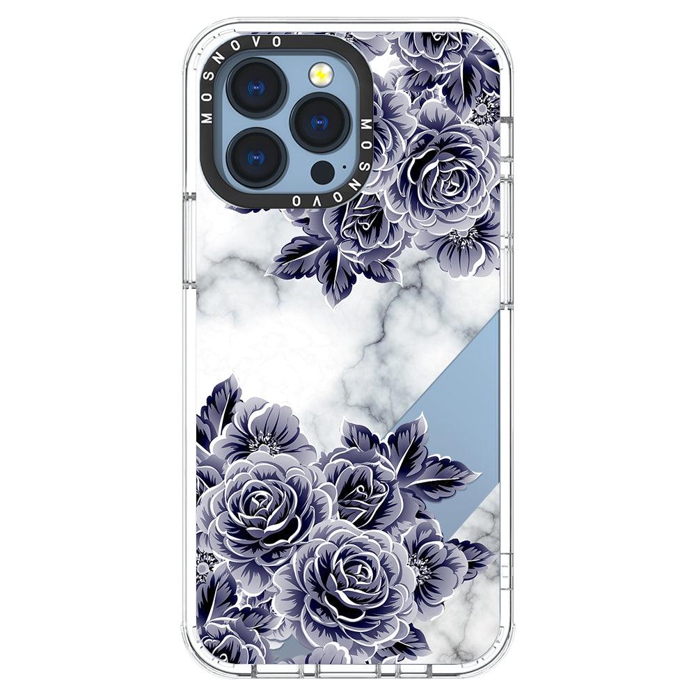 Marble with Purple Flowers Phone Case - iPhone 13 Pro Case - MOSNOVO