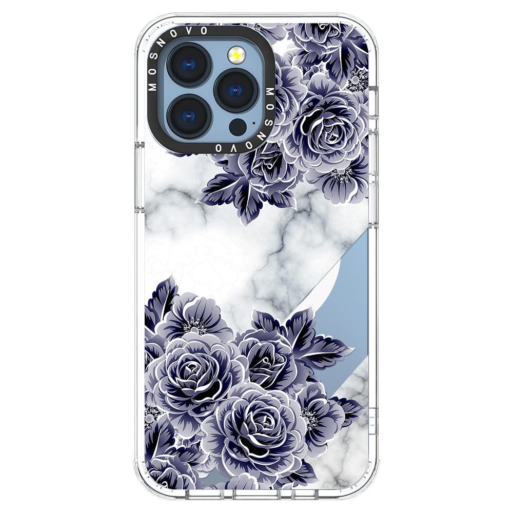 Marble with Purple Flowers Phone Case - iPhone 13 Pro Case - MOSNOVO