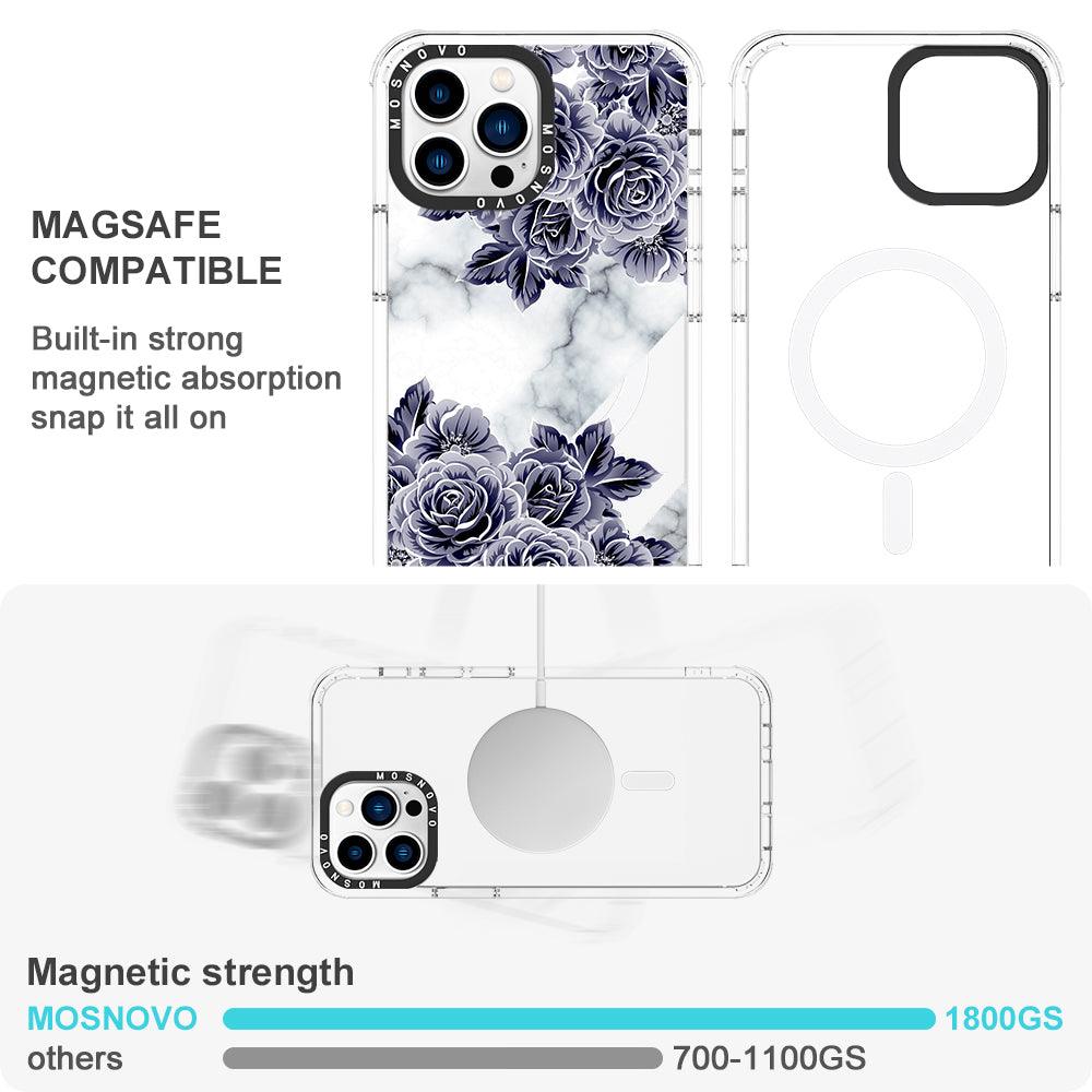 Marble with Purple Flowers Phone Case - iPhone 13 Pro Case - MOSNOVO