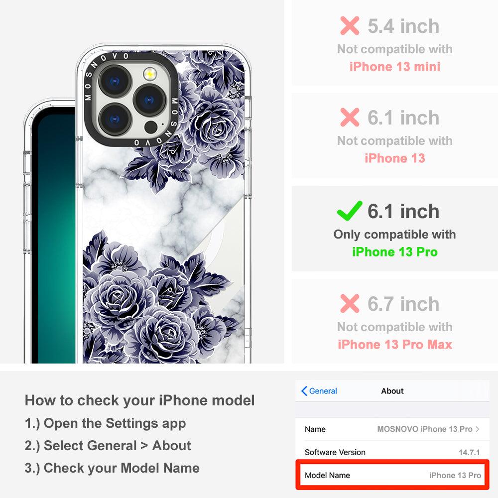 Marble with Purple Flowers Phone Case - iPhone 13 Pro Case - MOSNOVO