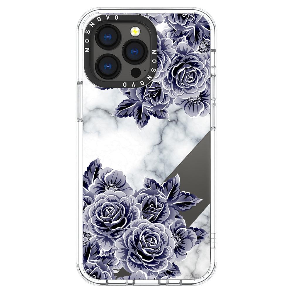 Marble with Purple Flowers Phone Case - iPhone 13 Pro Case - MOSNOVO