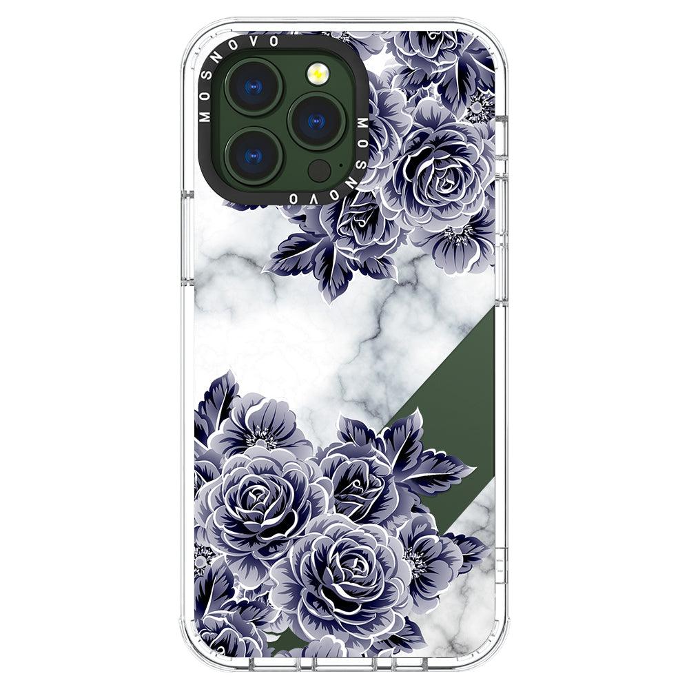 Marble with Purple Flowers Phone Case - iPhone 13 Pro Case - MOSNOVO