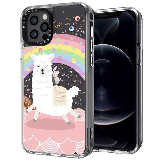 Rainbow Alpaca Glitter Phone Case - iPhone 12 Pro Case - MOSNOVO