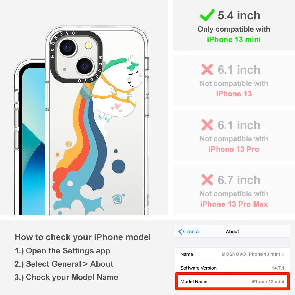 Cute Rainbow Unicorn Phone Case - iPhone 13 Mini Case - MOSNOVO