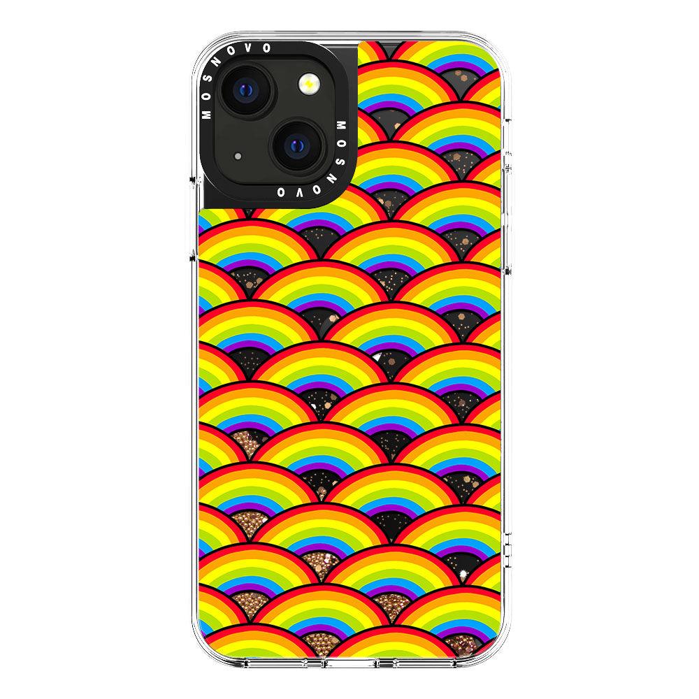 Rainbow Waves Glitter Phone Case - iPhone 13 Case - MOSNOVO