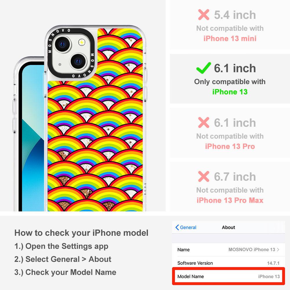 Rainbow Waves Glitter Phone Case - iPhone 13 Case - MOSNOVO