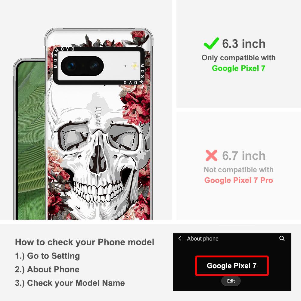 Red Flower Skull Phone Case - Google Pixel 7 Case - MOSNOVO