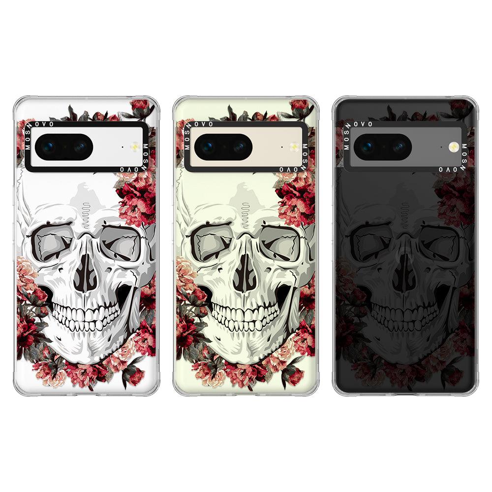 Red Flower Skull Phone Case - Google Pixel 7 Case - MOSNOVO