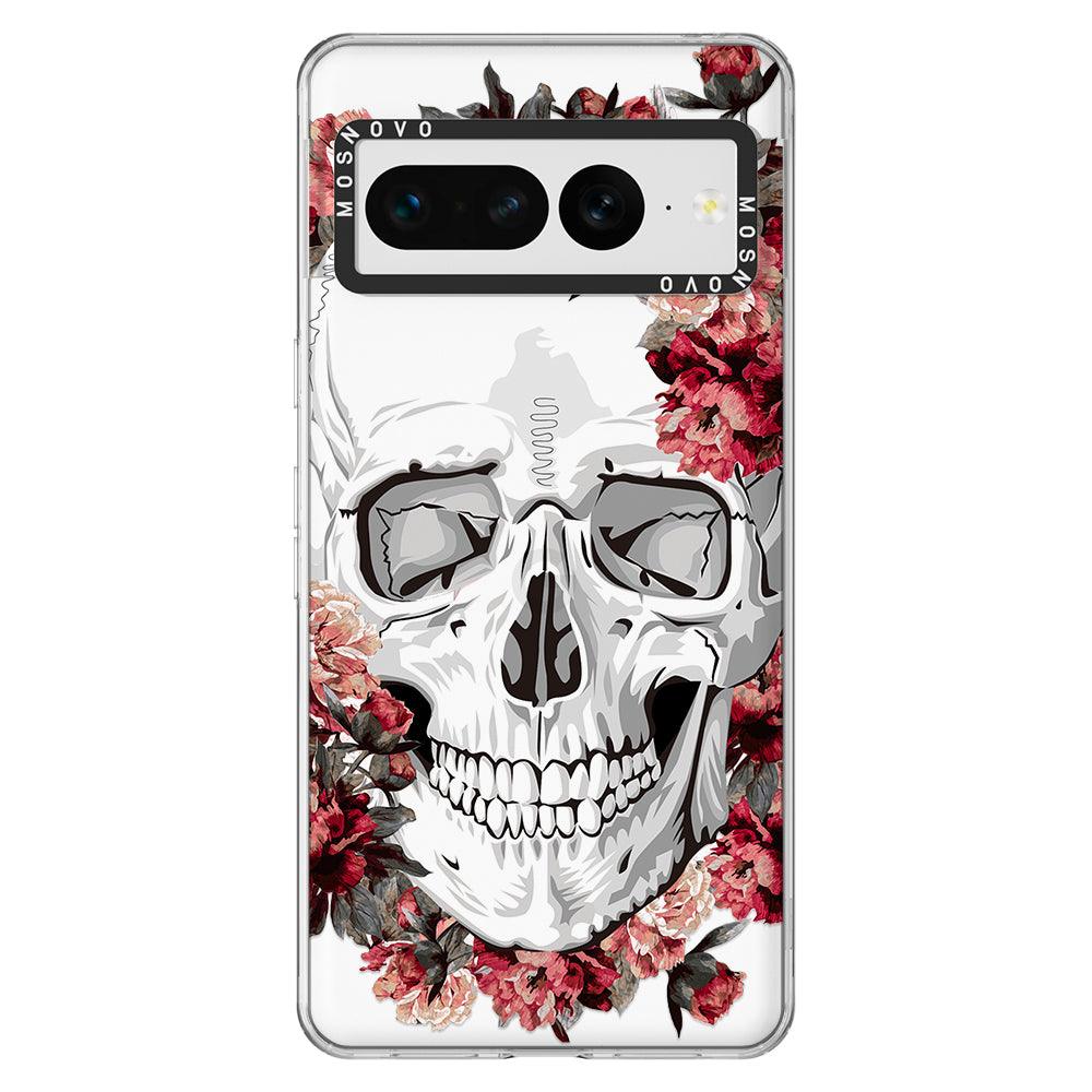 Red Flower Skull Phone Case - Google Pixel 7 Pro Case