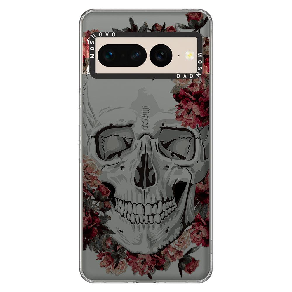 Red Flower Skull Phone Case - Google Pixel 7 Pro Case