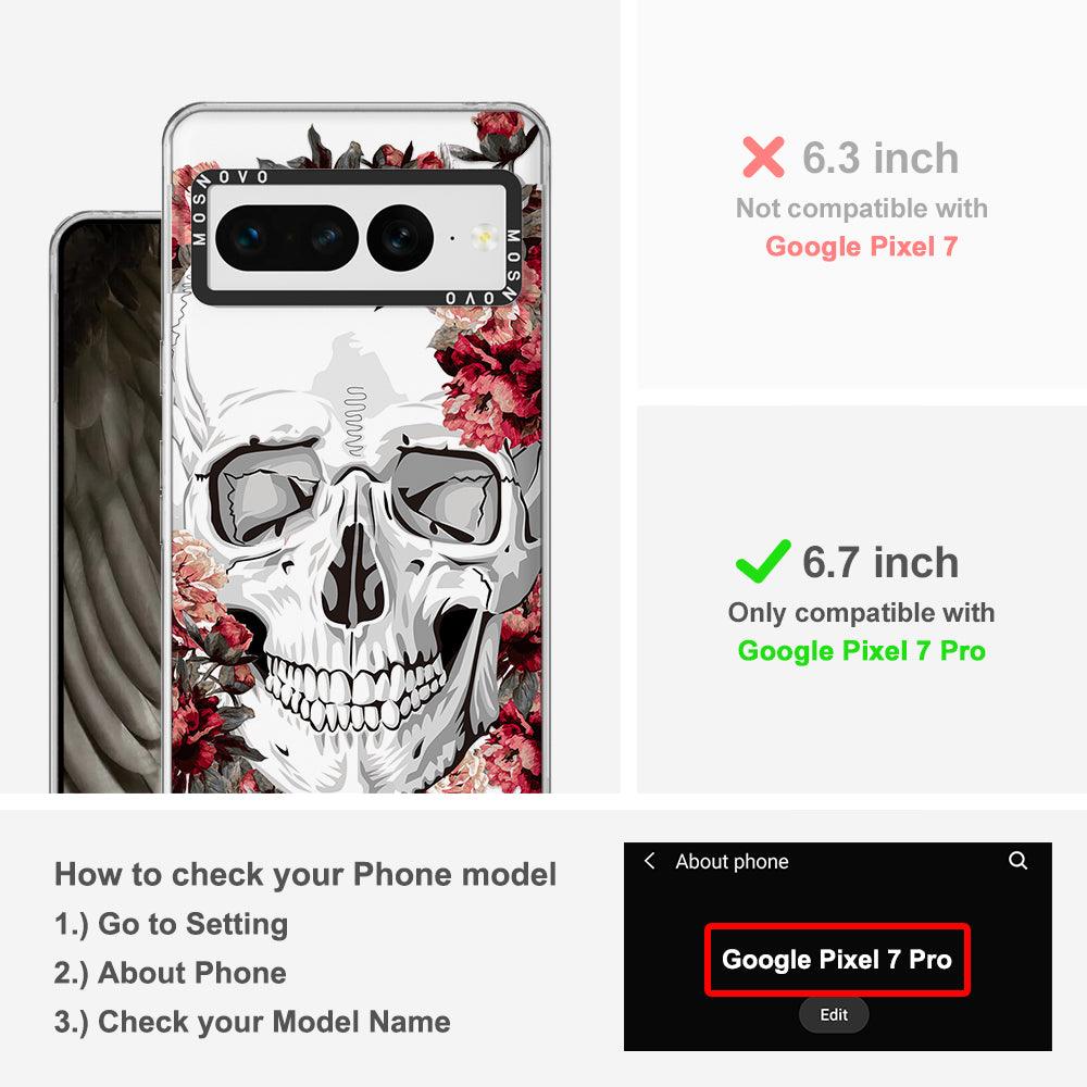 Red Flower Skull Phone Case - Google Pixel 7 Pro Case