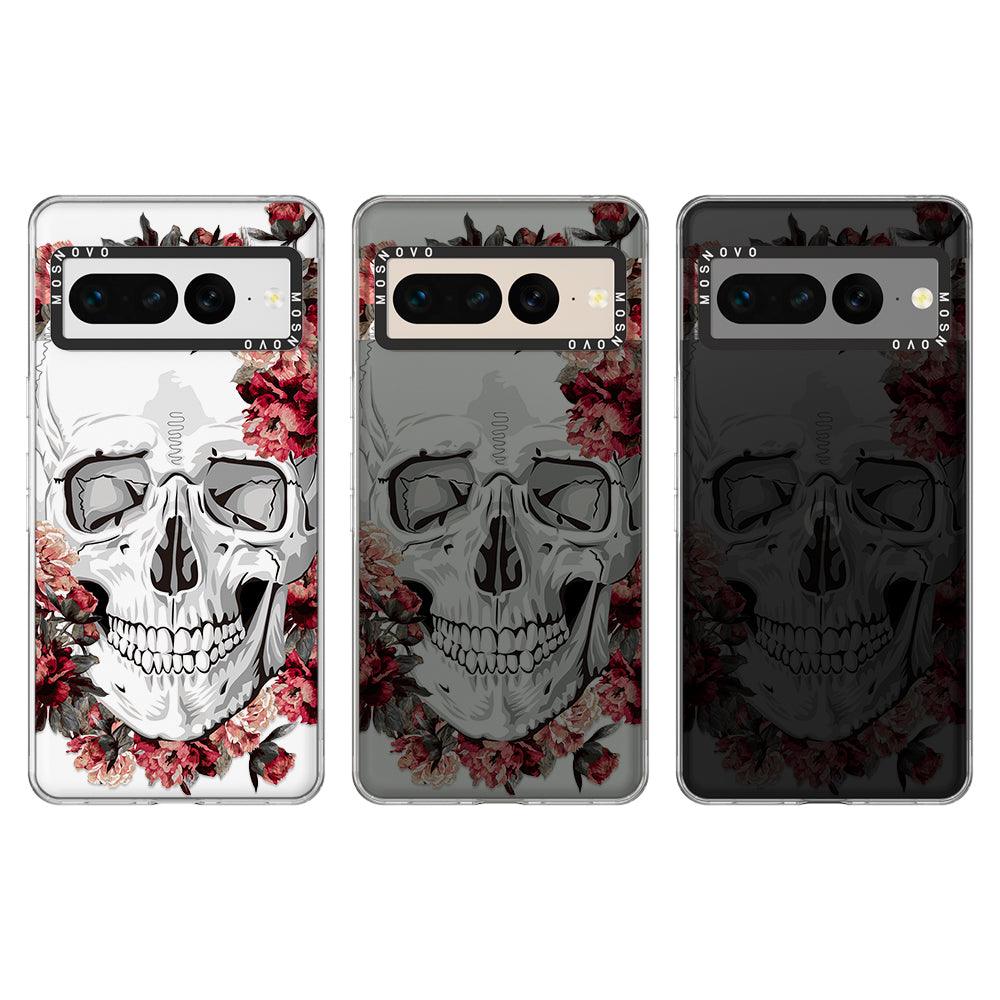 Red Flower Skull Phone Case - Google Pixel 7 Pro Case