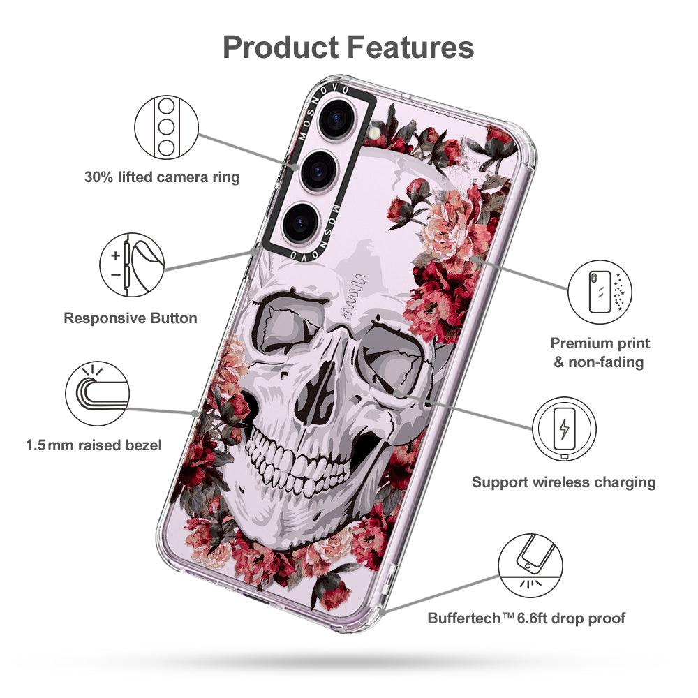 Red Flower Skull Phone Case - Samsung Galaxy S23 Case - MOSNOVO