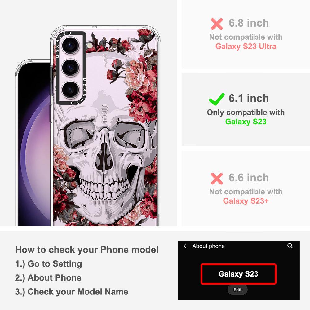 Red Flower Skull Phone Case - Samsung Galaxy S23 Case - MOSNOVO