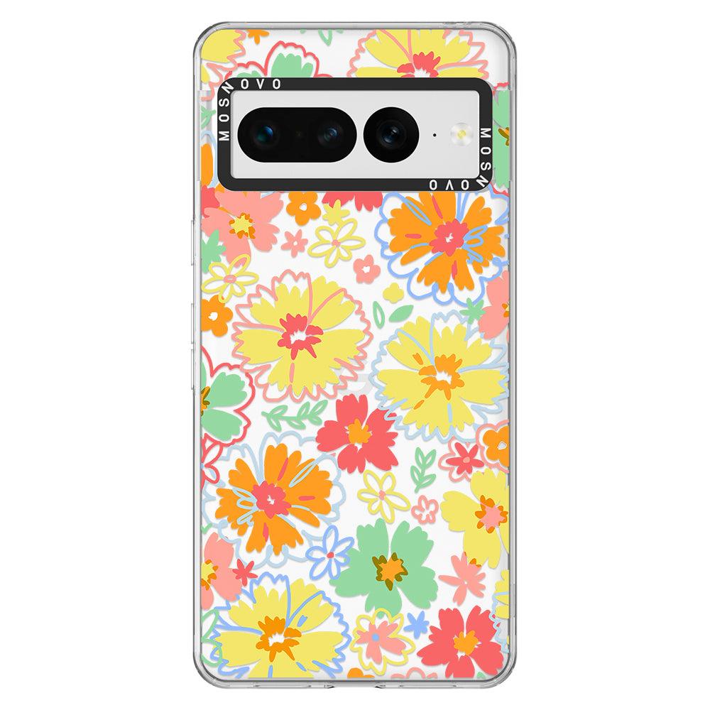 Retro Boho Hippie Flowers Phone Case - Google Pixel 7 Pro Case - MOSNOVO