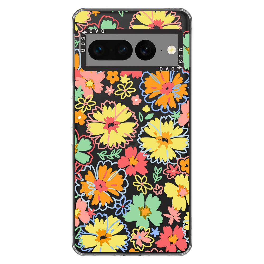 Retro Boho Hippie Flowers Phone Case - Google Pixel 7 Pro Case - MOSNOVO